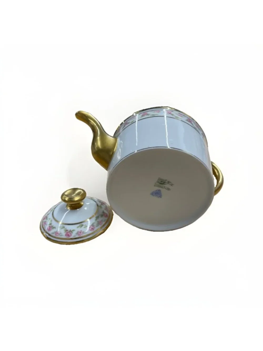 Antique Limoges W.G. & Co William Guerin Teapot Pink Roses Gold Trim France